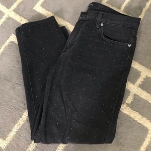 J Brand Studded Straight Leg Cropped Jeans